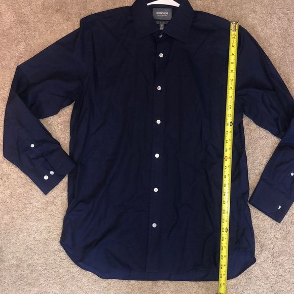 Bonobos Swiss Co. Slim Fit Dark Blue Dot Button-Up Shirt, Men's Size 16.5/ 34 - Picture 12 of 12